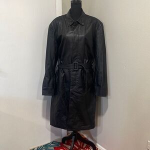 Castro Black Leather Men’s Coat Size XL